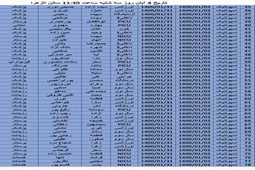  اسامی همکاران بیمارستان 17 شهریور جهت تزریق دوز بوستر 